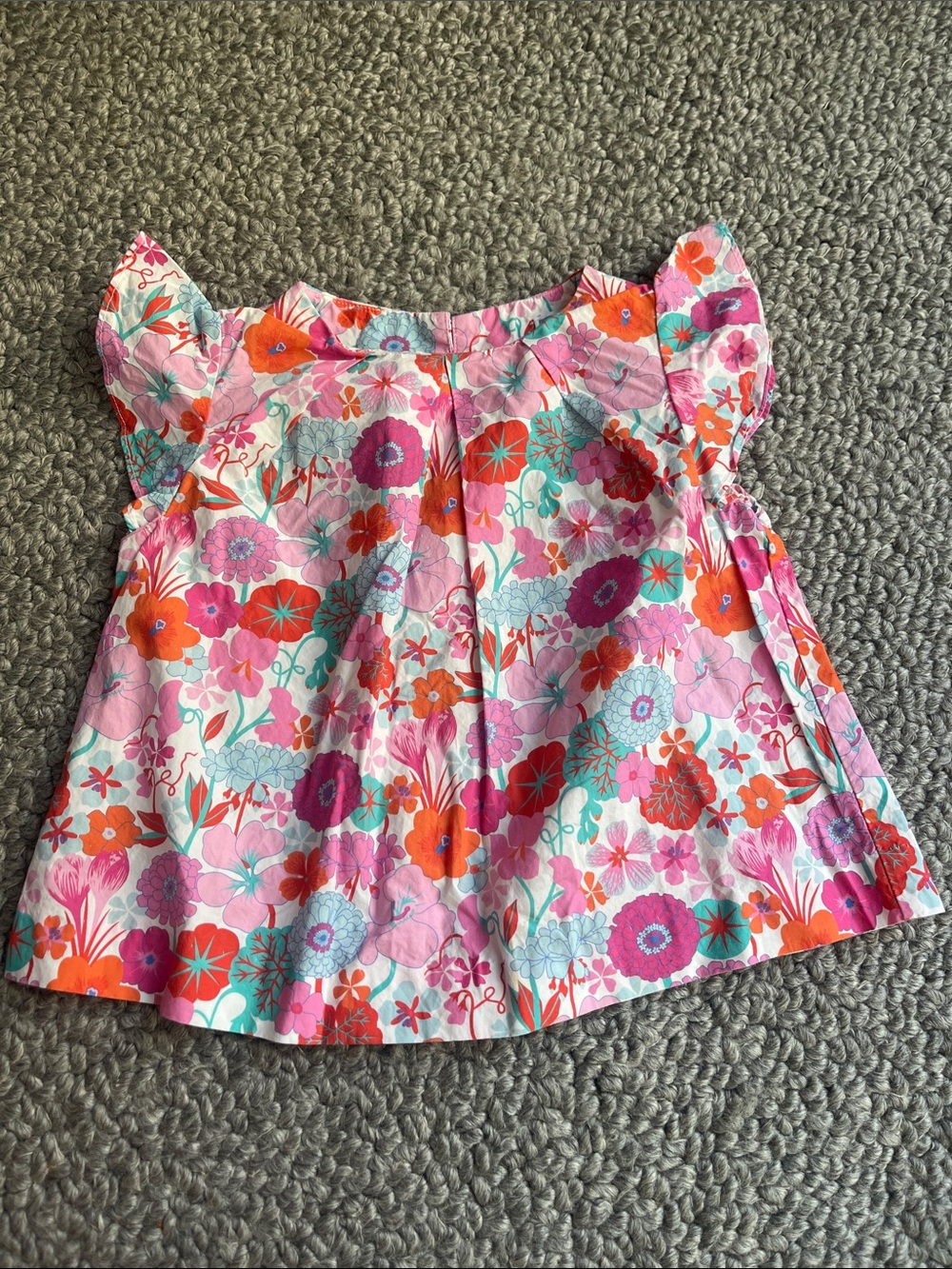 Jacadi Pink Multi Floral Flutter Sleeve Top